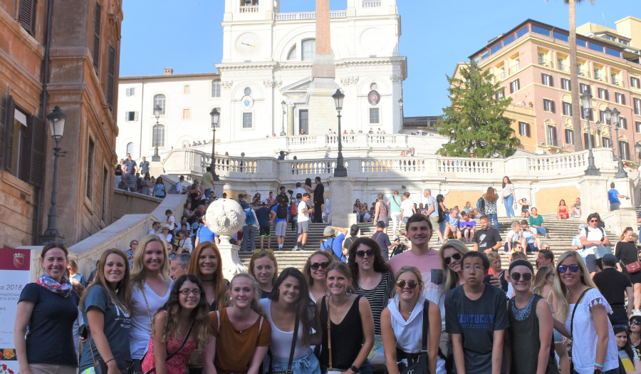 Students posing in Rome