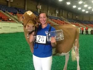 Emily with prize cow